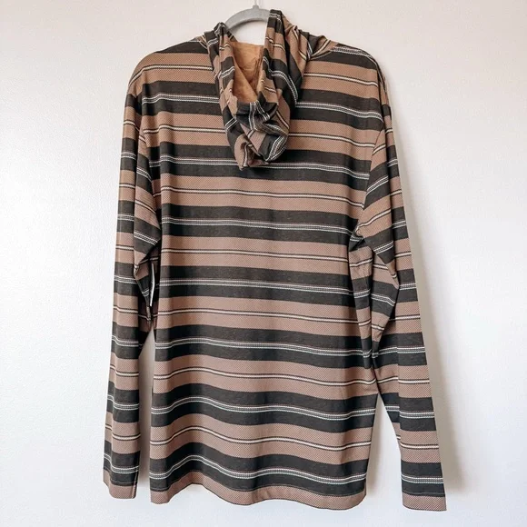 Billabong Brown Stripe Long Sleeve Hooded Sweater Size Large - Picture 7 of 7